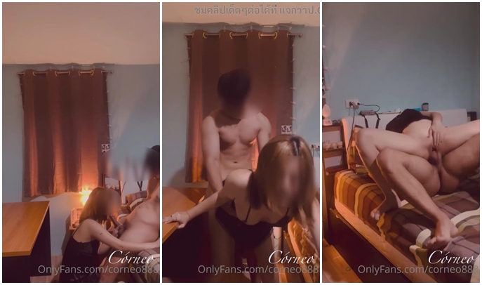 คลิป Onlyfans corneo888 ผัวนั่งให้โม๊กควยน้องขึ้นคร่อมขย่มควยขอบเตียง เจออุ้มเย็ดเย็ดหีรัวๆ อย่างเด็ด แหกหีเย็ดบนโต๊ะ ยืนเด้าท่าหมาแหกหีตำบนเตียง พักมา 69 เลียหีดูดควย เย็ดต่อจนน้ำควยพุ่งเข้าหน้า